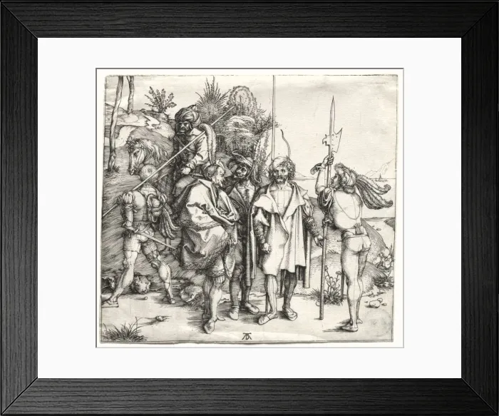 Framed Print : Five Soldiers and a Turk on Horseback, probably 1496. Creator: Albrecht Dürer (German Framed Print : Five Soldiers and a Turk on Horseback, probably 1496. Creator: Albrecht Dürer (German