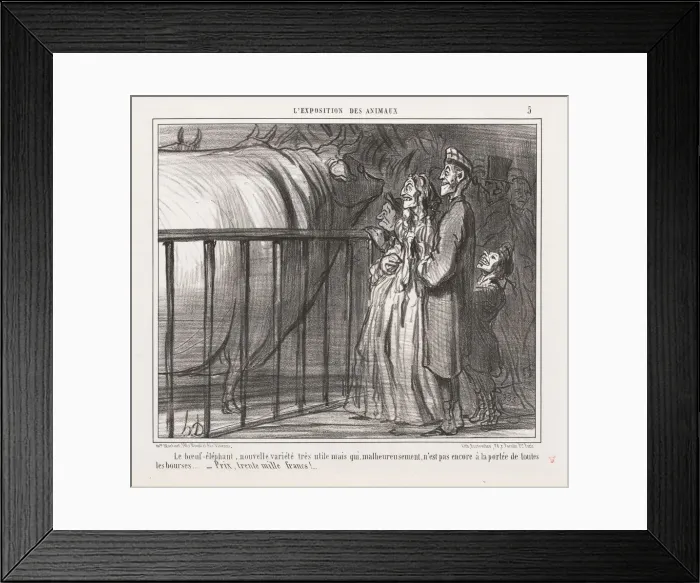 Framed Print : Exposition of Animals : Pl. 5, The Cow-Elephant, New Variety... Creator: Honore Daumier Framed Print : Exposition of Animals : Pl. 5, The Cow-Elephant, New Variety... Creator: Honore Daumier