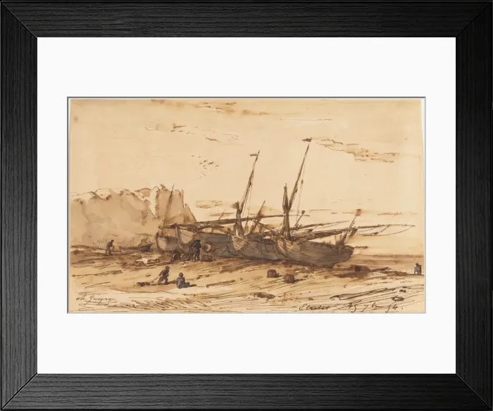 Framed Print : Etretat, 1854. Creator: Charles-Emile Jacque (French, 1813-1894) Framed Print : Etretat, 1854. Creator: Charles-Emile Jacque (French, 1813-1894)