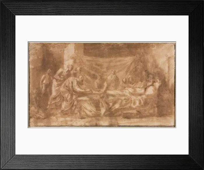 Framed Print : Extreme Unction (recto); Three Heads and Other Sketches (verso), 1643-1644. Creator Framed Print : Extreme Unction (recto); Three Heads and Other Sketches (verso), 1643-1644. Creator