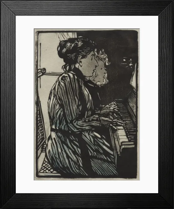 Framed Print : Etude a Quatre Mains, 1890. Creator: Auguste Louis Lepere (French, 1849-1918) Framed Print : Etude a Quatre Mains, 1890. Creator: Auguste Louis Lepere (French, 1849-1918)