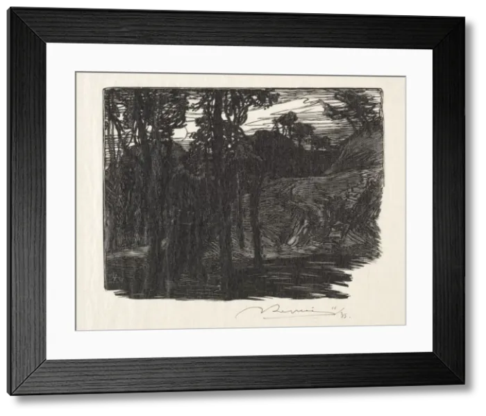 Framed Print : Evening. Creator: Auguste Louis Lepere (French, 1849-1918) Framed Print : Evening. Creator: Auguste Louis Lepere (French, 1849-1918)
