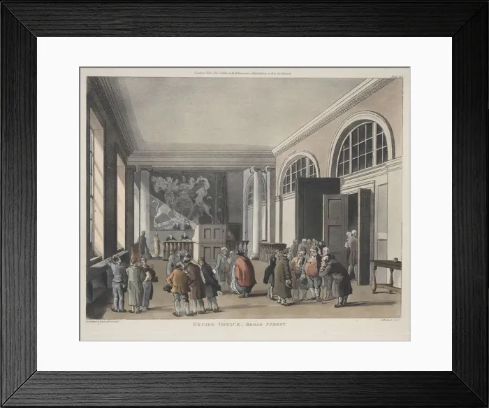 Framed Print : Excise Office, Broad Street, 1810. Creator: Thomas Rowlandson (British, 1756-1827) Framed Print : Excise Office, Broad Street, 1810. Creator: Thomas Rowlandson (British, 1756-1827)