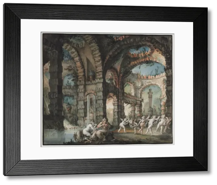 Framed Print : Family of Satyrs with Dancing Cherubs, c. 1775-1776. Creator: Giovanni David (Italian, 1743-1790) Framed Print : Family of Satyrs with Dancing Cherubs, c. 1775-1776. Creator: Giovanni David (Italian, 1743-1790)