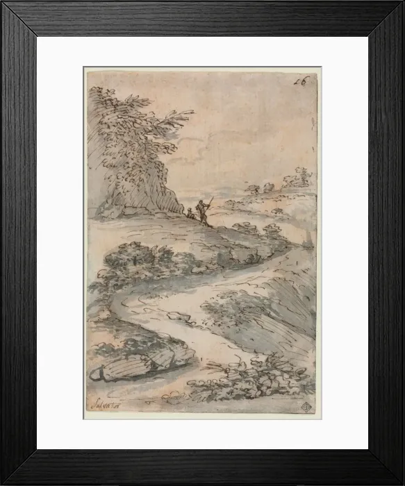 Framed Print : Figures on a Winding Road, mid-1600s. Creator: Salvator Rosa (Italian, 1615-1673)