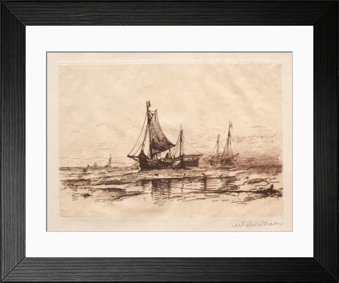 Framed Print : Fishing Boats on the Beach at Scheveningen. Creator: Maurits Frederik Hendrik De Hs (American Framed Print : Fishing Boats on the Beach at Scheveningen. Creator: Maurits Frederik Hendrik De Hs (American