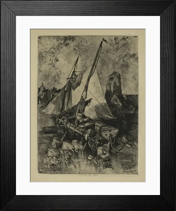 Framed Print : Fishing Boats, Normandy (Environ de Caen), c. 1862-1864. Creator: Louis Adolphe Hervier (French Framed Print : Fishing Boats, Normandy (Environ de Caen), c. 1862-1864. Creator: Louis Adolphe Hervier (French