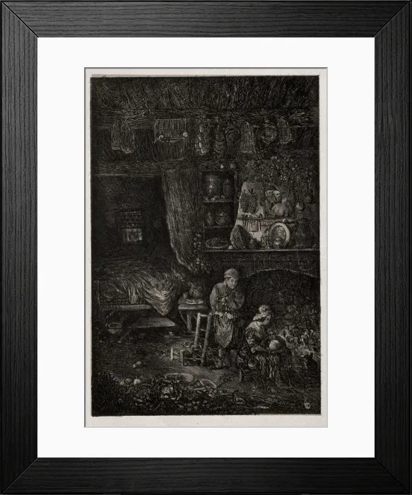 Framed Print : Flemish Interior, 1856. Creator: Rodolphe Bresdin (French, 1822-1885) Framed Print : Flemish Interior, 1856. Creator: Rodolphe Bresdin (French, 1822-1885)