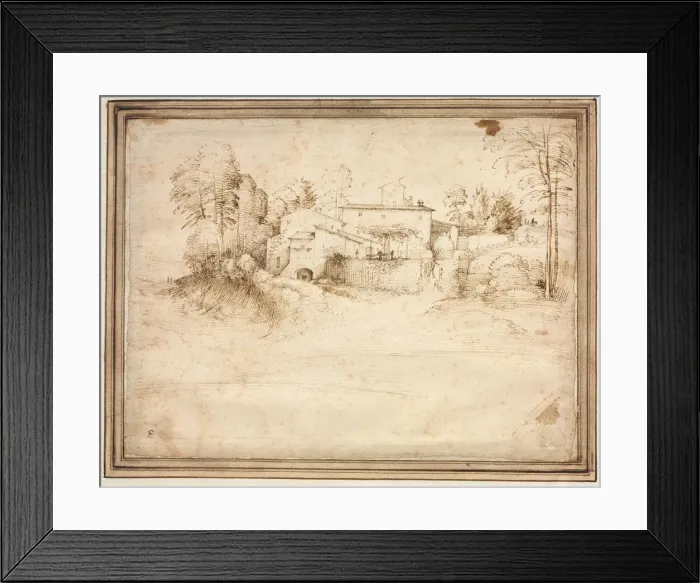 Framed Print : Farmhouse on the Slope of a Hill, c. 1508. Creator: Fra Bartolommeo (Italian, 1472-1517) Framed Print : Farmhouse on the Slope of a Hill, c. 1508. Creator: Fra Bartolommeo (Italian, 1472-1517)
