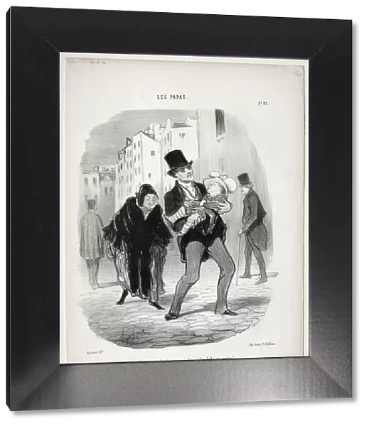 Fathers, plate 13: Come along, dear... 1847. Creator: Honore Daumier (French, 1808-1879)