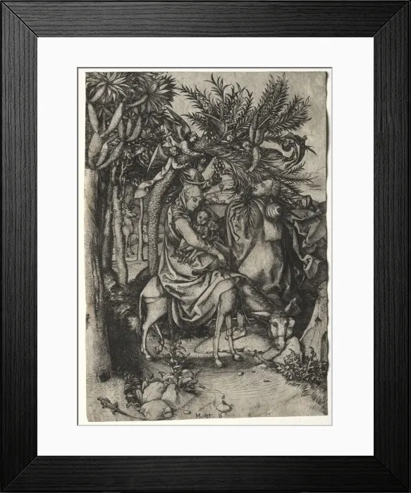 Framed Print : Flight into Egypt. Creator: Martin Schongauer (German, c. 1450-1491) Framed Print : Flight into Egypt. Creator: Martin Schongauer (German, c. 1450-1491)