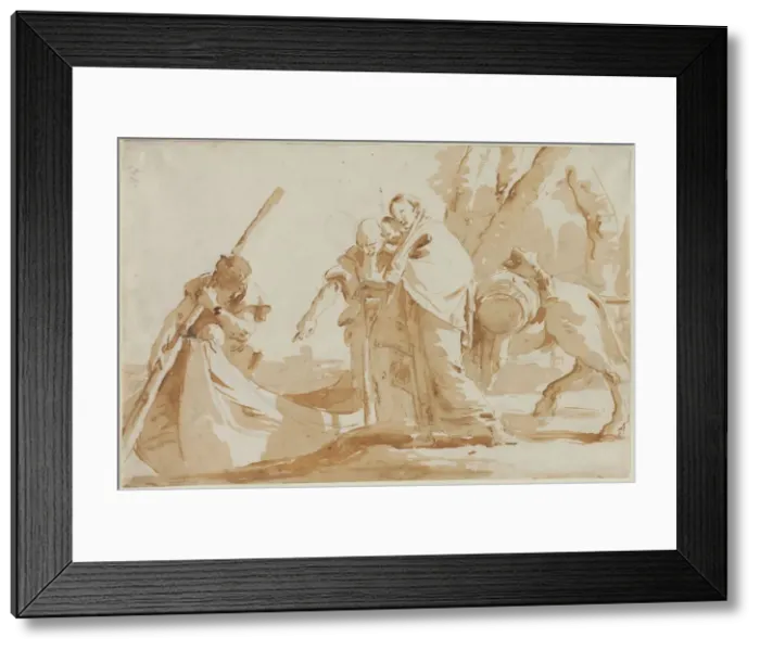 Framed Print : Flight into Egypt: The Embarkment of the Holy Family, c. 1735. Creator: Giovanni Battista Tiepolo Framed Print : Flight into Egypt: The Embarkment of the Holy Family, c. 1735. Creator: Giovanni Battista Tiepolo