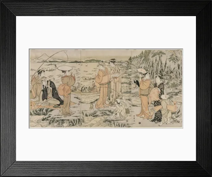 Framed Print : Fishing on the Chopping Board Rock at Enoshima, early 1790s. Creator: Kitagawa Utamaro (Japanese Framed Print : Fishing on the Chopping Board Rock at Enoshima, early 1790s. Creator: Kitagawa Utamaro (Japanese