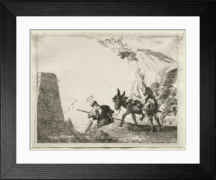 Framed Print : Flight into Egypt: The Holy Family Passing near a Pyramid. Creator: Giovanni Domenico Tiepolo Framed Print : Flight into Egypt: The Holy Family Passing near a Pyramid. Creator: Giovanni Domenico Tiepolo