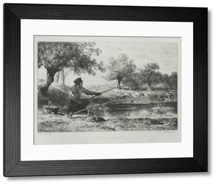 Framed Print : Fishing. Creator: Charles-Emile Jacque (French, 1813-1894) Framed Print : Fishing. Creator: Charles-Emile Jacque (French, 1813-1894)