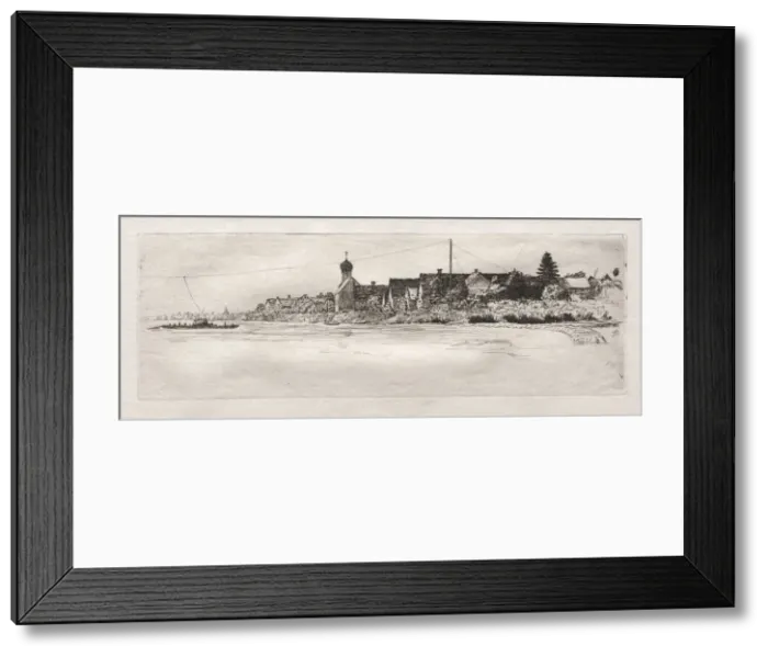 Framed Print : Ferry at Schwabel Weiss, 1879. Creator: Otto H. Bacher (American, 1856-1909)