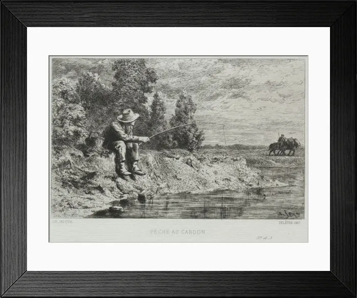 Framed Print : Fishing. Creator: Charles-Emile Jacque (French, 1813-1894) Framed Print : Fishing. Creator: Charles-Emile Jacque (French, 1813-1894)