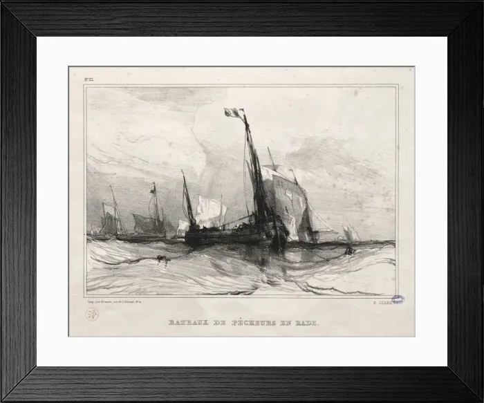 Framed Print : Fishing Boats at Anchor, 1836. Creator: Eugene Isabey (French, 1803-1886) Framed Print : Fishing Boats at Anchor, 1836. Creator: Eugene Isabey (French, 1803-1886)