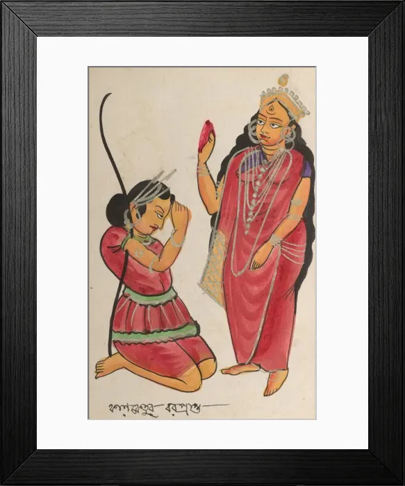 Framed Print : Kalaketu Receiving a Boon from the Goddess Chandi, 1800s. Creator: Unknown Framed Print : Kalaketu Receiving a Boon from the Goddess Chandi, 1800s. Creator: Unknown