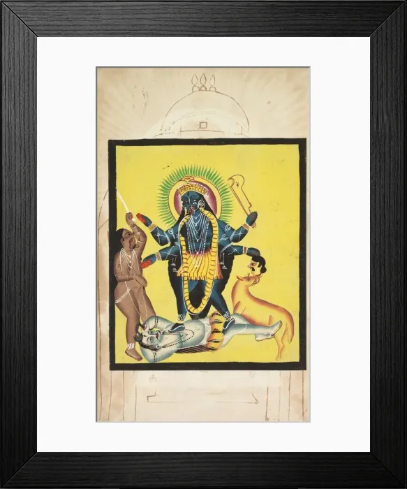 Framed Print : Kali Standing on Shiva, 1800s. Creator: Unknown Framed Print : Kali Standing on Shiva, 1800s. Creator: Unknown