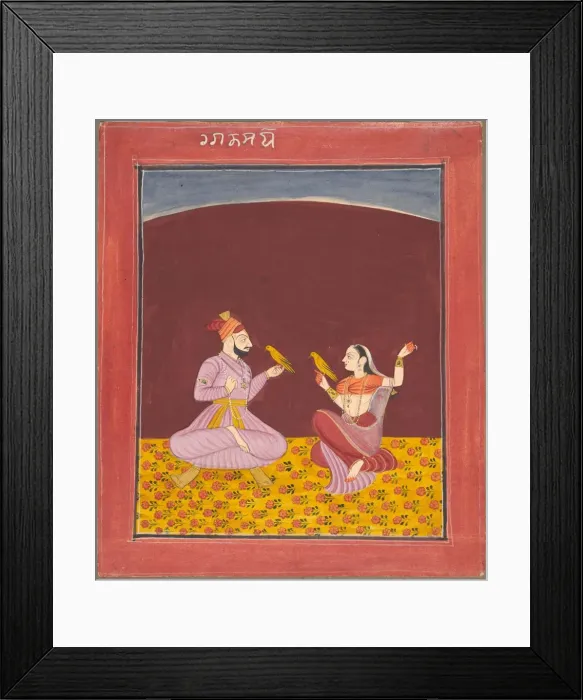 Framed Print : Kamod Raga of the Dipak Raga Family, page from a Ragamala Series, c. 1750 Framed Print : Kamod Raga of the Dipak Raga Family, page from a Ragamala Series, c. 1750