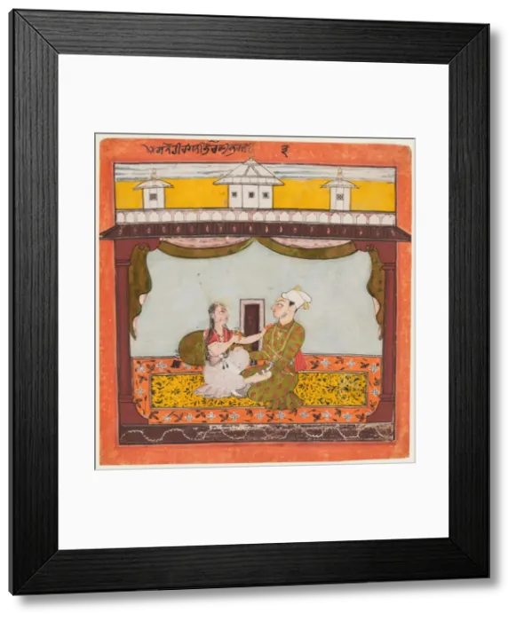 Framed Print : King and Queen in Zenana: Sandehi Ragini, Wife of Bhairava... c1690-95. Creator: Unknown Framed Print : King and Queen in Zenana: Sandehi Ragini, Wife of Bhairava... c1690-95. Creator: Unknown