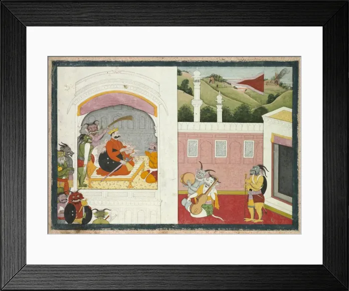 Framed Print : King Bana enjoying music in his court, from the Usha-Aniruddha section of a Krishna Lila, c Framed Print : King Bana enjoying music in his court, from the Usha-Aniruddha section of a Krishna Lila, c
