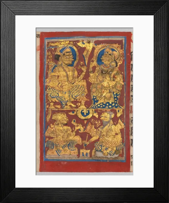 Framed Print : King Siddhartha and Queen Trishala with the Dream Diviners, from a Kalpa-sutra, c Framed Print : King Siddhartha and Queen Trishala with the Dream Diviners, from a Kalpa-sutra, c
