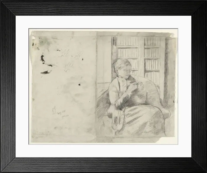 Framed Print : Knitting in the Library (recto), c. 1881. Creator: Mary Cassatt (American, 1844-1926) Framed Print : Knitting in the Library (recto), c. 1881. Creator: Mary Cassatt (American, 1844-1926)