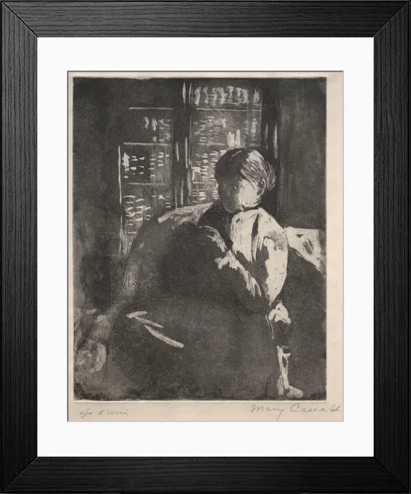Framed Print : Knitting in the Library, c. 1881. Creator: Mary Cassatt (American, 1844-1926) Framed Print : Knitting in the Library, c. 1881. Creator: Mary Cassatt (American, 1844-1926)