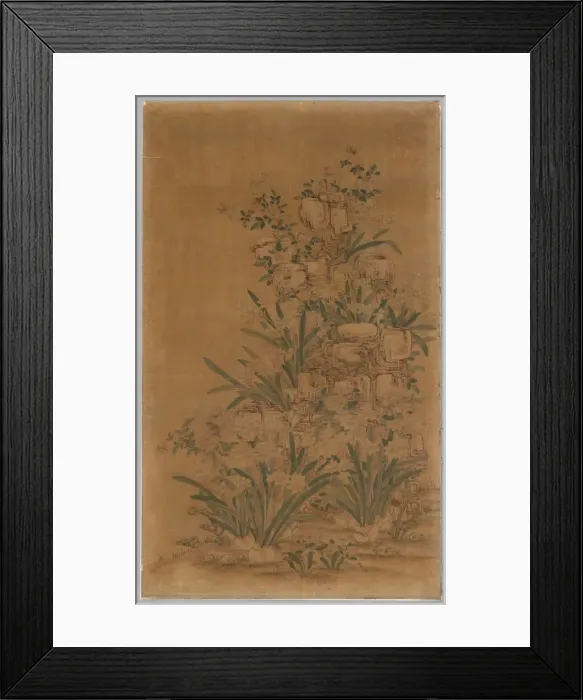Framed Print : Ko Ssu Panel: Rocks and Narcissus, 1700s - 1800s. Creator: Unknown Framed Print : Ko Ssu Panel: Rocks and Narcissus, 1700s - 1800s. Creator: Unknown