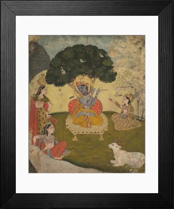 Framed Print : Krishna and Gopis, mid 1800s. Creator: Unknown Framed Print : Krishna and Gopis, mid 1800s. Creator: Unknown