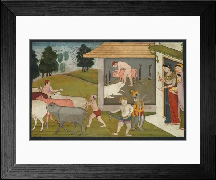 Framed Print : Krishna and Lakshmana Taking the Cattle Out to Graze, page from the Bhagavata Purana, c Framed Print : Krishna and Lakshmana Taking the Cattle Out to Graze, page from the Bhagavata Purana, c