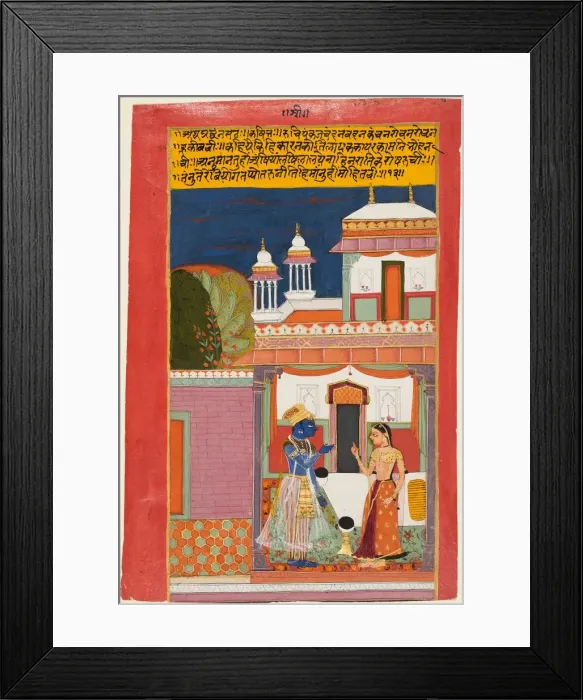 Framed Print : Krishna and Radha Quarreling, from a Rasikapriya, c. 1680. Creator: Unknown Framed Print : Krishna and Radha Quarreling, from a Rasikapriya, c. 1680. Creator: Unknown