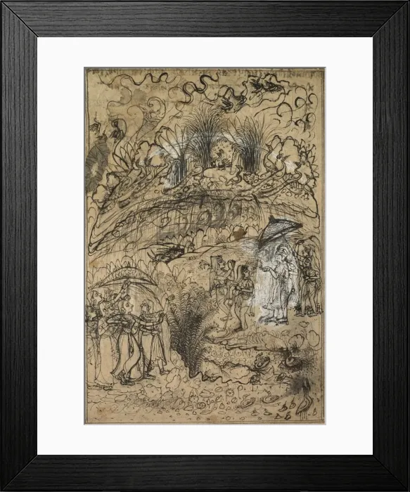 Framed Print : Krishna and Radha Under Mt. Govardhan, c. 1720. Creator: Unknown Framed Print : Krishna and Radha Under Mt. Govardhan, c. 1720. Creator: Unknown