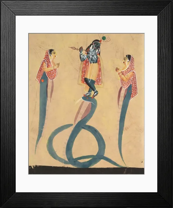 Framed Print : Krishna as Kali Worshipped by Radha, 1800s. Creator: Unknown Framed Print : Krishna as Kali Worshipped by Radha, 1800s. Creator: Unknown