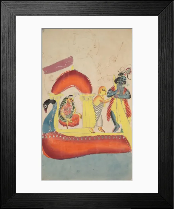Framed Print : Krishna Ferrying Radha Across the Yamuna River, 1800s. Creator: Unknown Framed Print : Krishna Ferrying Radha Across the Yamuna River, 1800s. Creator: Unknown