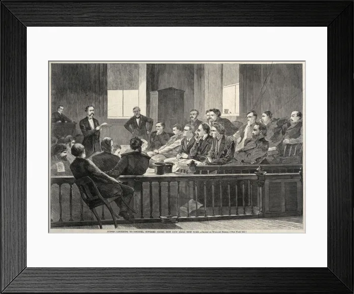 Framed Print : Jurors Listening to Counsel, Supreme Court, New City Hall, New York, 1869. Creator Framed Print : Jurors Listening to Counsel, Supreme Court, New City Hall, New York, 1869. Creator