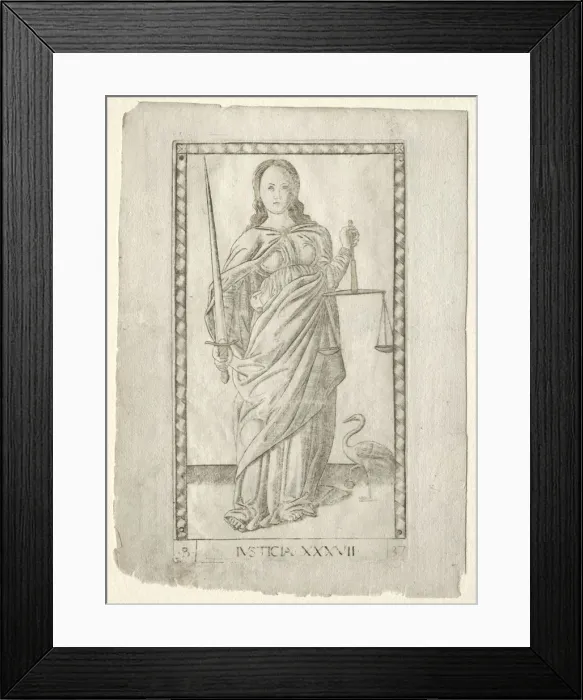 Framed Print : Justice (from the Tarocchi, series B: Cosmic Principles & Virtues, #37), before 1467 Framed Print : Justice (from the Tarocchi, series B: Cosmic Principles & Virtues, #37), before 1467