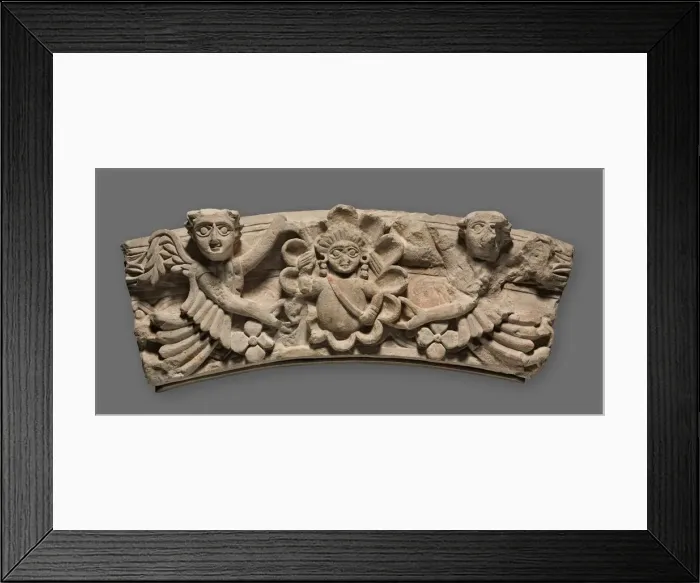 Framed Print : Keystone of an Arch: Female Bust within a Medallion Supported by Angels, 400s. Creator: Unknown Framed Print : Keystone of an Arch: Female Bust within a Medallion Supported by Angels, 400s. Creator: Unknown