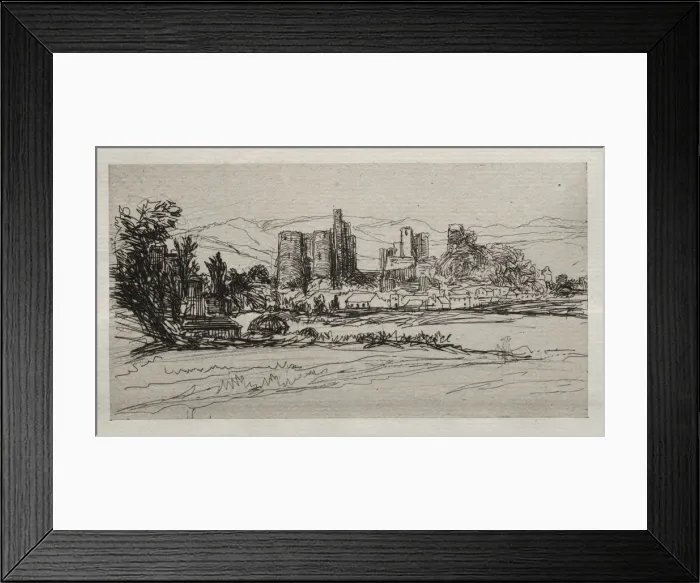 Framed Print : Kidwelly Castle. Creator: Francis Seymour Haden (British, 1818-1910) Framed Print : Kidwelly Castle. Creator: Francis Seymour Haden (British, 1818-1910)