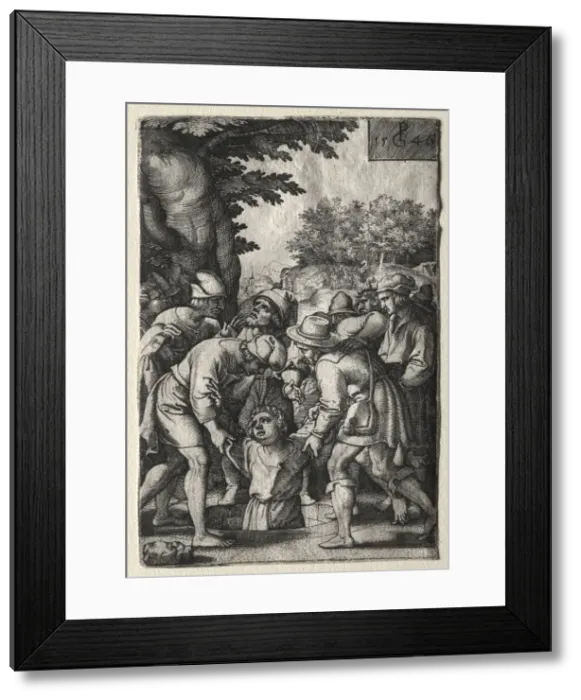 Framed Print : Joseph Lowered into a Well, 1546. Creator: Georg Pencz (German, c. 1500-1550) Framed Print : Joseph Lowered into a Well, 1546. Creator: Georg Pencz (German, c. 1500-1550)