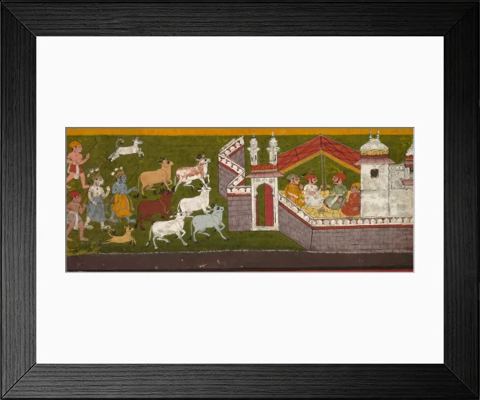Framed Print : Krishna and Balarama Approaching Mathura, c. 1740-1750. Creator: Unknown