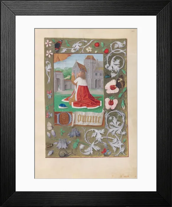 Framed Print : Hours of Queen Isabella the Catholic, Queen of Spain: Fol. 200r, David, c. 1500. Creator Framed Print : Hours of Queen Isabella the Catholic, Queen of Spain: Fol. 200r, David, c. 1500. Creator
