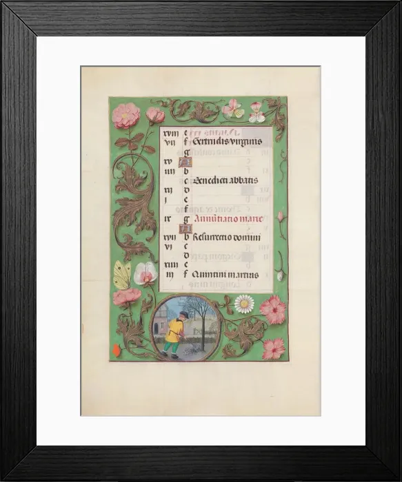 Framed Print : Hours of Queen Isabella the Catholic, Queen of Spain: Fol. 4v, March, c. 1500. Creator Framed Print : Hours of Queen Isabella the Catholic, Queen of Spain: Fol. 4v, March, c. 1500. Creator