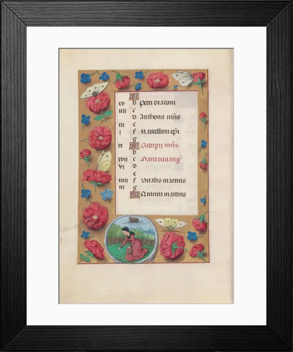 Framed Print : Hours of Queen Isabella the Catholic, Queen of Spain: Fol. 5v, April, c. 1500. Creator Framed Print : Hours of Queen Isabella the Catholic, Queen of Spain: Fol. 5v, April, c. 1500. Creator
