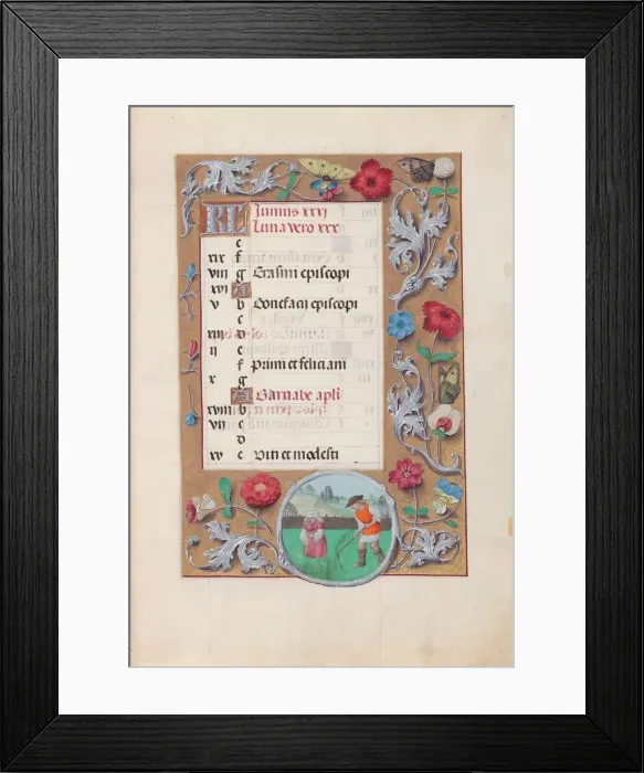 Framed Print : Hours of Queen Isabella the Catholic, Queen of Spain: Fol. 7r, June, c. 1500. Creator Framed Print : Hours of Queen Isabella the Catholic, Queen of Spain: Fol. 7r, June, c. 1500. Creator