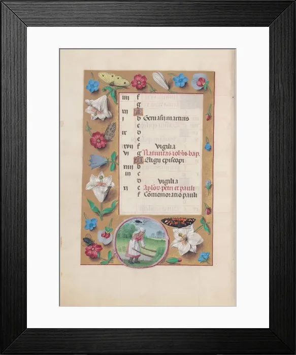 Framed Print : Hours of Queen Isabella the Catholic, Queen of Spain: Fol. 7v, June, c. 1500. Creator Framed Print : Hours of Queen Isabella the Catholic, Queen of Spain: Fol. 7v, June, c. 1500. Creator