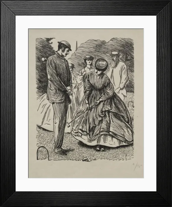 Framed Print : How Not to Play the Game, 1865. Creator: George Louis Palmella Busson Du Maurier (British Framed Print : How Not to Play the Game, 1865. Creator: George Louis Palmella Busson Du Maurier (British