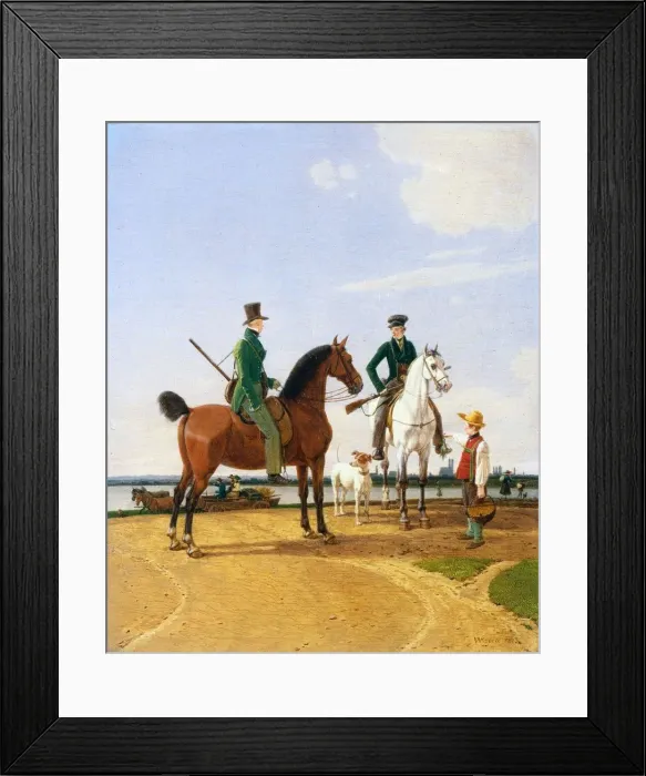 Framed Print : Hunter and Lord at the River Isar with View of Munich, 1823. Creator: Wilhelm von Kobell (German Framed Print : Hunter and Lord at the River Isar with View of Munich, 1823. Creator: Wilhelm von Kobell (German